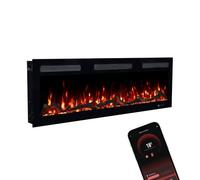 GLOW FIRE Camino elettrico Inside 106 con fuoco LED realistico 3D - Camino elettrico da parete con riscaldamento e camino, controllo app, effetto scoppiettante e timer, max. 1800 W, 106 x 35 x 12 cm