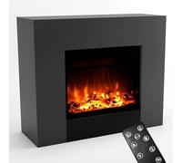 GLOW FIRE Camino Elettrico Metis con Riscaldamento e Caminetto LED Multicolore, Telecomando, 98 x 82 x 35 cm, Grigio