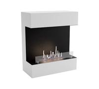 GLOW FIRE KONGSBERG - Camino a bioetanolo per interni con facciata in legno, durata 3 ore, oltre 2 kW, potenza di riscaldamento, 84 x 100 x 41 cm, colore: Bianco