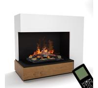 GLOW FIRE Opti-Myst 600 - Camino elettrico con fiamma LED 3D, effetto scoppiettante e telecomando, 109 x 90 cm, colore: Bianco