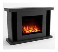 GLOW FIRE Tarvos - Caminetto elettrico da terra con riscaldamento e fuoco di camino - con fuoco LED a 3 colori, riscaldatore ventilatore, decorazione in legno e telecomando, 120x84x38 cm, Grigio