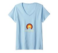 Glow from Within: Yoga Meditazione Spirituale Maglietta con Collo a V, Donna, Celeste, XL