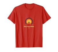 Glow from Within: Yoga Meditazione Spirituale Maglietta, Uomo, Rosso, M