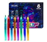 Glow In Dark Markers - Temporary Neon Markers, Erasable Body Makeup Pens | Washable Long-Lasting Face Paint For Adults Boys Girls Party Fabric Crafts Art Skin Halloween Music Festivals Parties