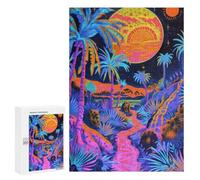 Glow in Dark Neon Palm Trees Puzzle 1000 pezzi Difficile Puzzle Giocattoli Educativi Gioco Impossible Sfida Giocattoli Per Adulti Bambini 300 Pezzi