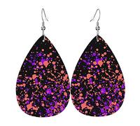 Glow In Dark Splatter Neon Orecchini in finta pelle Orecchini pendenti a goccia per donne ragazze