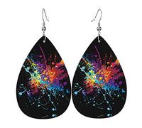 Glow In Dark Splatter Orecchini in pelle al neon per le donne Orecchini pendenti con pendente a goccia con gancio Regali per ragazza adulta
