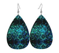 Glow In Dark Splatter Orecchini in pelle al neon per le donne Orecchini pendenti con pendente a goccia con gancio Regali per ragazza adulta