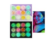 Glow in The Dark Body Glitter,Makeup Face Body Glitter Gel for Raves Festivals Party Halloween (Set A (12 colors))