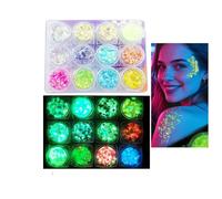 Glow in The Dark Body Glitter,Makeup Face Body Glitter Gel for Raves Festivals Party Halloween (Set B (12 colors))