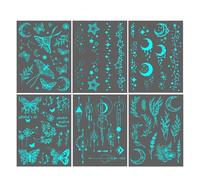 Glow in The Dark Body Sticker, Night Glow Art Makeup, Waterproof Decal, Artistic Decoration, Stickers for Festival Holidays Club Parties and Themed Events, 4.72x6.22 inches