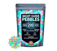 Glow In The Dark Garden Stones - 200 Pieces | Polystyrene Pebbles, Solar Pathway Rocks For Fish Tank Aquarium Yard Walkway Driveway Patio Landscaping Terrarium Holiday Party Decor