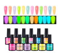 Glow in the Dark Gel Polish, Fluorescent Nail Polish Set, 12-Piece Manicure Kit, Portable and Long-Lasting, Compact Ideal for Salon, Travel, Stage, Photo Shoots, Wedding, Music Festival Use