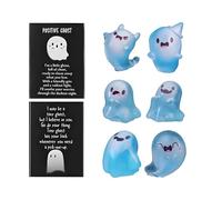 Glow In The Dark Ghost Halloween- Miniatura Cute Luminous Outdoor Decor Tiny Ghost Resin Statue Con Scatola | Resina Adorabile Per Le Vacanze Atmosfera Oggetti Di Scena Per Soggiorno Camera Da