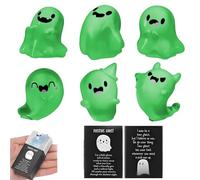 Glow in the Dark Mini Ghost Figures, with Box, 6/12/24 Light-Up Ghost Figurines in 6 Designs with 36 Thank You Cards and Mini Box, 2.5 * 3cm size, Halloween Party Favors (B-12pcs)