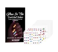 Glow in the Dark Nail Stickers - 30 Sheets DIY Manicure Decals, Easy Peel and Apply Stickers for Nails, Perfect for Home Salon Beginners Women Teens Valentines Day Easter Party