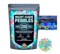 Glow In The Dark Pebbles | 200 Pieces Glowing Garden Walkway Rocks - Outside Glowing Pebbles - for Walkway Yard Backyard Pathway Driveway Patio Landscaping Fish Tank Aquarium Terrarium