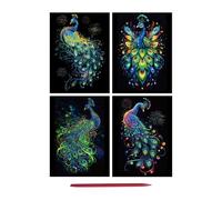 Glow in the Dark Scratch Kits, 4X Rainbow Painting Paper with Pen, Fun Cards, Creative Craft Activity for Drawing, Coloring, Art Projects