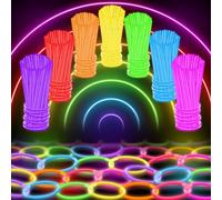 Glow Mind 100 Articoli per Feste sfusi - Glow in The Dark Fun Party Pack con 8 Glowstick e connettori per bracciali e collane per Bambini e Adulti