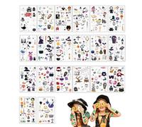 Glow nei tatuaggi scuri, tatuaggi di Halloween 20pcs/set bagliore nel buio tatuaggio di Halloween per bambini Spetiche spettrali Scheletri Scheletri Pumpkins Decor temporanei tatuaggi per bomboniere