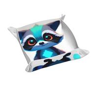 Glow Raccoon - Vassoio portaoggetti in pelle, portachiavi, monete, orologi, orecchini e altri accessori, un must per la casa