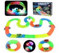 Glow Race Track, Flessibile Track Totale Flessibile 240 Pezzi con 2 Shine Cars incandescente di Notte Grande Regalo di Natale per Le Ragazze dei Ragazzi di 3
