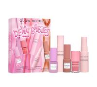 Glow Recipe Dewy Babies - Set da viaggio per la cura della pelle, siero all'acido ialuronico Plum Plump + gocce di fard colorate Dewy Flush + crema idratante viso con succo di rosa + gocce abbronzanti