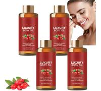 Glow Remedy Oil - Olio per il corpo rassodante e profondamente idratante con cocco, rosa canina e vitamina E, olio da massaggio leggero e non grasso, per donne dopo la doccia (4 pezzi)