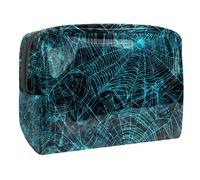 Glow Spider Web Borsa per cosmetici da donna, borsa da viaggio grande in PVC per trucchi, pratica borsa organizer con cerniera, Multi, 18.5x7.5x13cm/7.3x3x5.1in, Beauty case