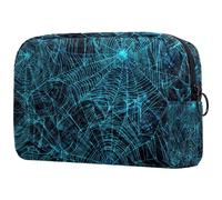 Glow Spider Web Borsa per cosmetici da donna, borsa da viaggio per articoli da toeletta grande, pratica borsa organizer con cerniera, Multi, 18.5x7.5x13cm/7.3x3x5.1in, Beauty case