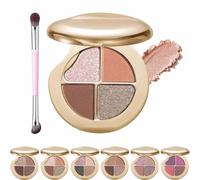 Glow Wardrobe Eye & Cheek Palette - Eyeshadow and Highlighter Makeup, 4 Colors Glow Gallery Highlighting Eye & Cheek Palette, Blends Easily Without Irritation, All-Day Wear (#02)
