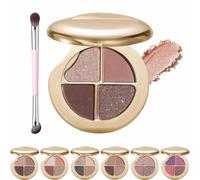 Glow Wardrobe Eye & Cheek Palette - Eyeshadow and Highlighter Makeup, 4 Colors Glow Gallery Highlighting Eye & Cheek Palette, Blends Easily Without Irritation, All-Day Wear (#01)