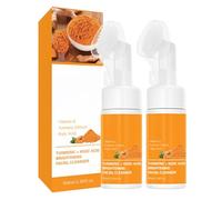 Glow Wash - Detergente per il viso curcuma con spazzola, detergente profondo, esfoliante, schiumogeno per il viso, per tutti i tipi di pelle