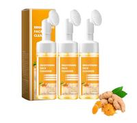 Glow Wash Foaming Cleanser, detergente per il viso schiumogeno con spazzola, esfoliante per il viso, esfoliante profondo, texture delicata per donne e uomini tutte le pelli (3 pezzi)