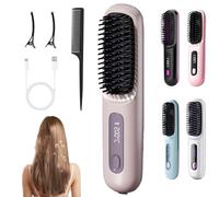 Glow Wave Heated Brush for Short Hair,Glowsept Hair Styler for Short Hairs,3 Heat Settings & Led Screen,Anti Scald Desig,Rapid Heating,Lightweight Portable (Purple)