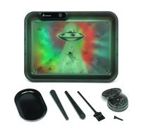 GLOWALIEN Set di 7 vassoi a LED, kit di accessori per vassoi luminosi, kit tutto in uno per uomini, donne, papà, nero, UFO