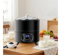 Glowdora Yogurtiera Professionale con Controllo 8l/12l, Fermentatore per Yogurt Professionale in Acciaio Inox, Display LED Chiaro, Contenitore Interno Lavabile in Lavastoviglie Black-12L