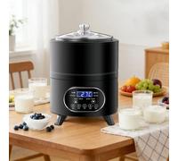 Glowdora Yogurtiera Professionale con Controllo 8l/12l, Fermentatore per Yogurt Professionale in Acciaio Inox, Display LED Chiaro, Contenitore Interno Lavabile in Lavastoviglie Black-8L