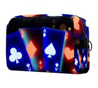 Glowing Ace Poker Card Cosmetic Bag per donne, trousse da viaggio per articoli da toeletta grandi, pratica borsa organizer con cerniera, Multi, 18.5x7.5x13cm/7.3x3x5.1in, Beauty case
