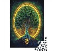 Glowing Albero della vitaLuci verdi e bluPuzzle 1000 Pezzi Per Adulti, Giochi Educativi38x26cm/1000pcs