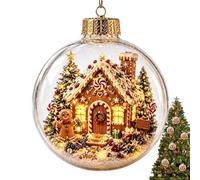 Glowing Christmas Diorama, Ornament Clear Lighted, Holiday Pendant