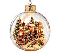 Glowing Christmas Diorama, Ornament Clear Lighted, Holiday Pendant