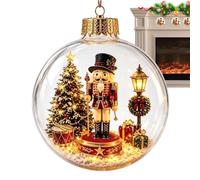 Glowing Christmas Diorama Ornament - Clear Lighted Holiday Pendant Light
