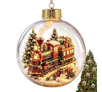 Glowing Christmas Diorama Ornament, Clear Lighted Holiday Pendant, Light Up