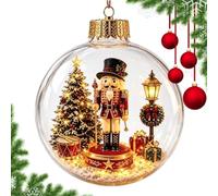Glowing Christmas Diorama Ornament, Clear Lighted Holiday Pendant, Light Up