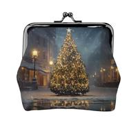 Glowing Christmas Tree Print Vintage Leather Change Purse Elegante Piccolo portamonete per le donne portamonete Portafoglio Mini