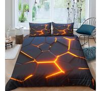 Glowing cracksSet Di Copripiumino morbida microfibra 3 pezzi motivo 3D con cerniera Modern geometric design copripiumino incluso federe aiosa ultra morbido e traspirante for bambini Double（200x200cm）