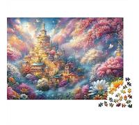 Glowing Hilltop Town with Blossom Trees Puzzle Da 1000 Pezzi Dreamy City Sfida Di Ingegno Per Tutte Le Età 70x50cm/1000pcs