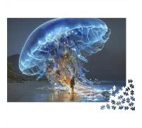 Glowing Jellyfish Fantasy Puzzle 1000 Pezzi Cartone Spesso Per Adolescenti 12-18, Puzzle Allenamento Mentale, Divertimento Vacanza, Regalo Anniversario Per Adolescenti 38x26cm/1000pcs