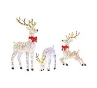 Glowing Reindeer Light - 3 Piece ABS LED Reindeer Set 500g Flat Design, Button Battery Realistic Festive Lamp Waterproof Build, Compact Holiday Glow | Lawn Garden Pathway Ground Family Friends H